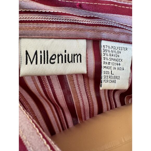 Vintage 70's Retro stripped bouse dagger collar large fold back cuffs size large - Picture 11 of 12